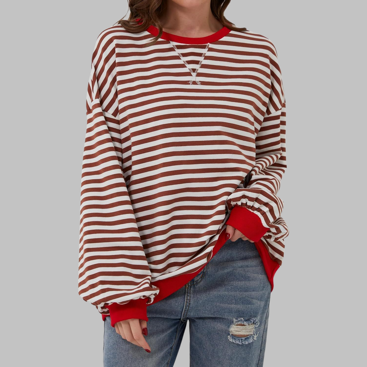 SYLVIE - Striped Round Neck Shirt