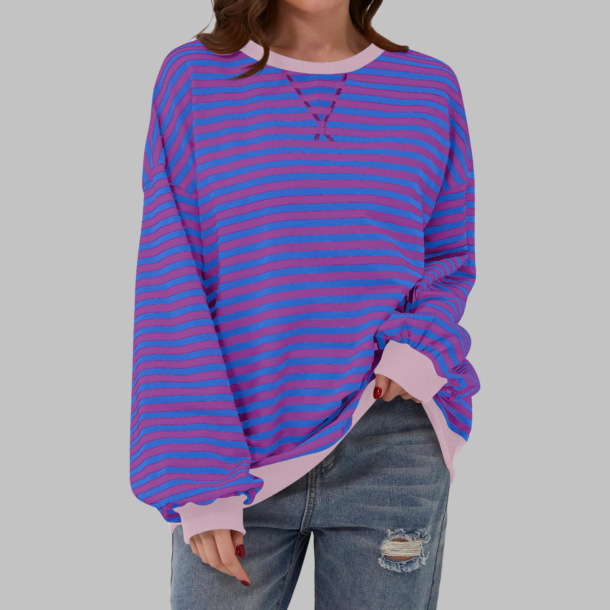 SYLVIE - Striped Round Neck Shirt