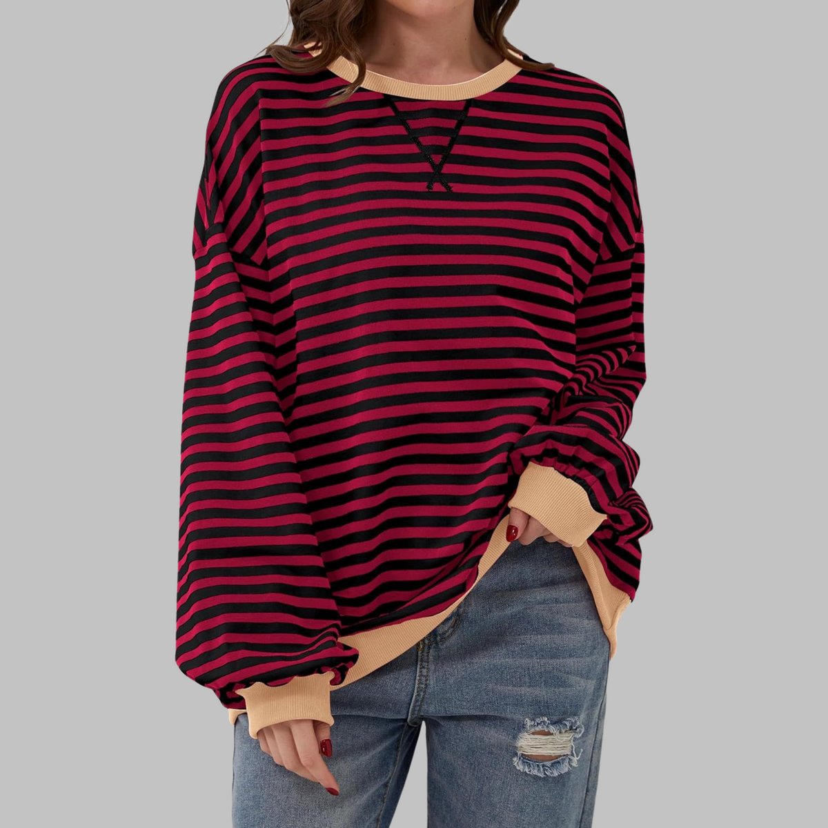 SYLVIE - Striped Round Neck Shirt