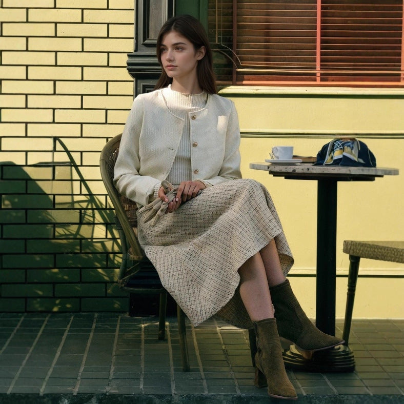 DAPHNE - Button-Front Midi Skirt