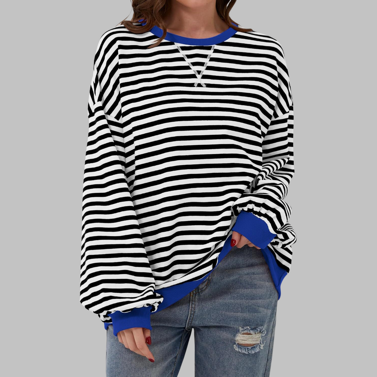 SYLVIE - Striped Round Neck Shirt
