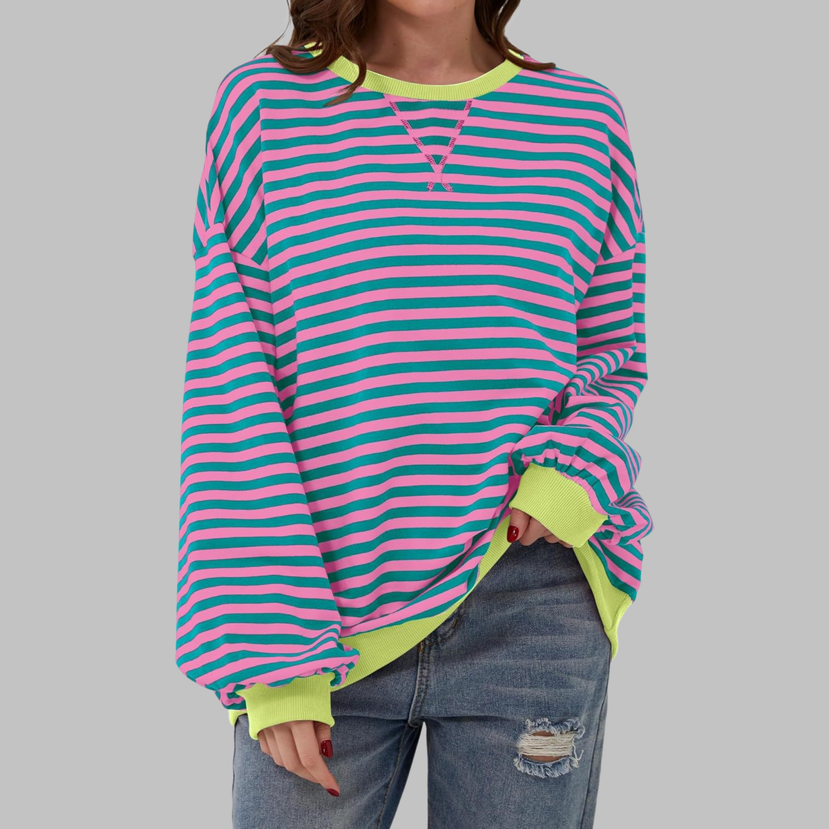 SYLVIE - Striped Round Neck Shirt