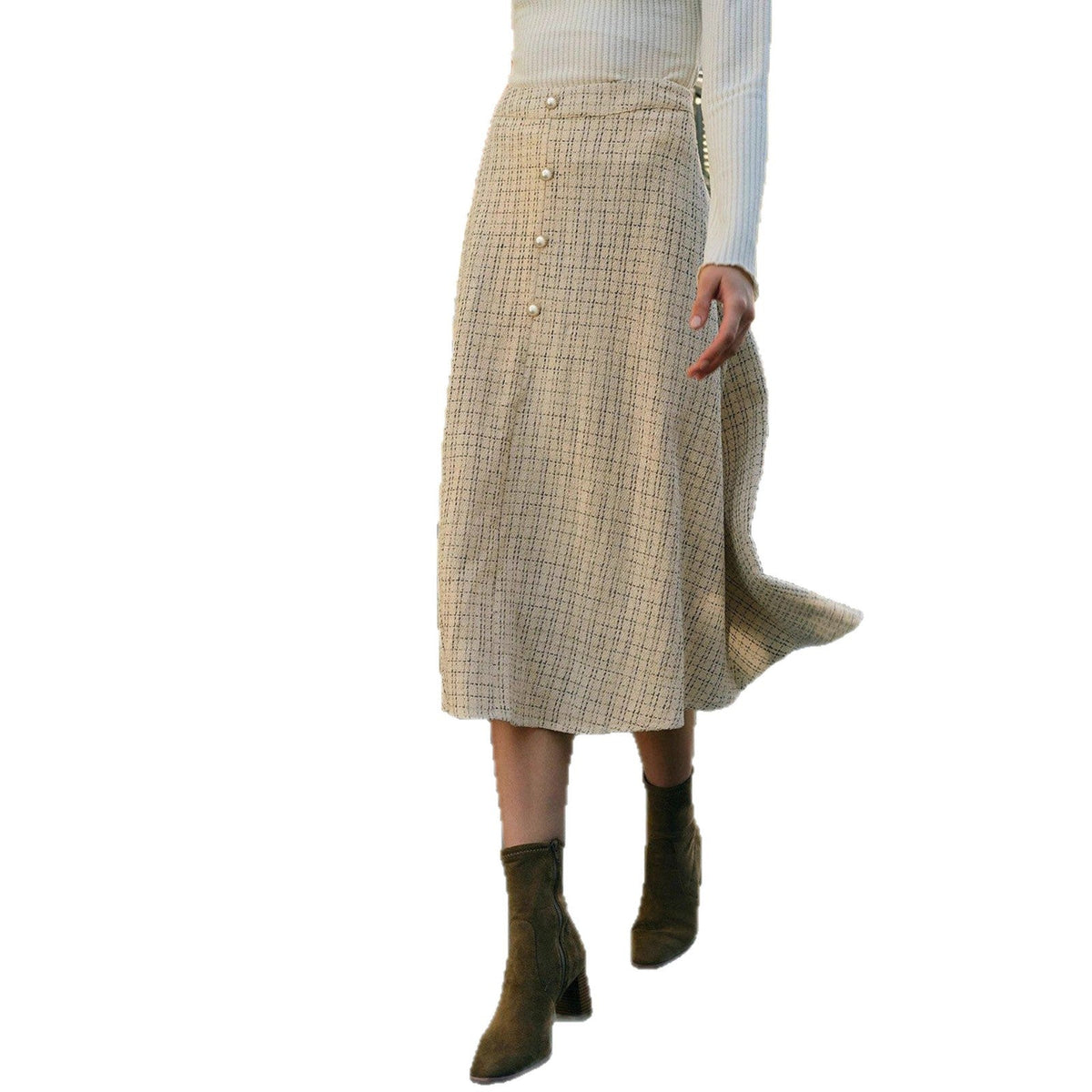 DAPHNE - Button-Front Midi Skirt