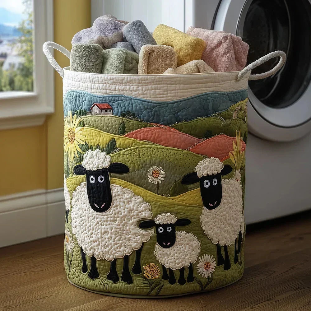 ROSIE - Hand-Quilted Sheep Laundry Basket