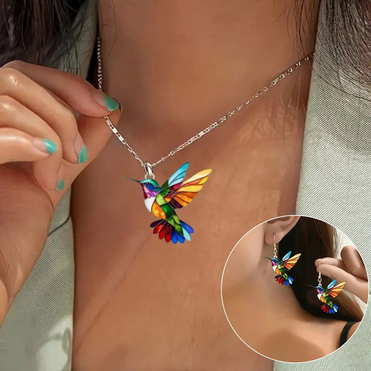 WREN - Hummingbird Necklace and Earrings