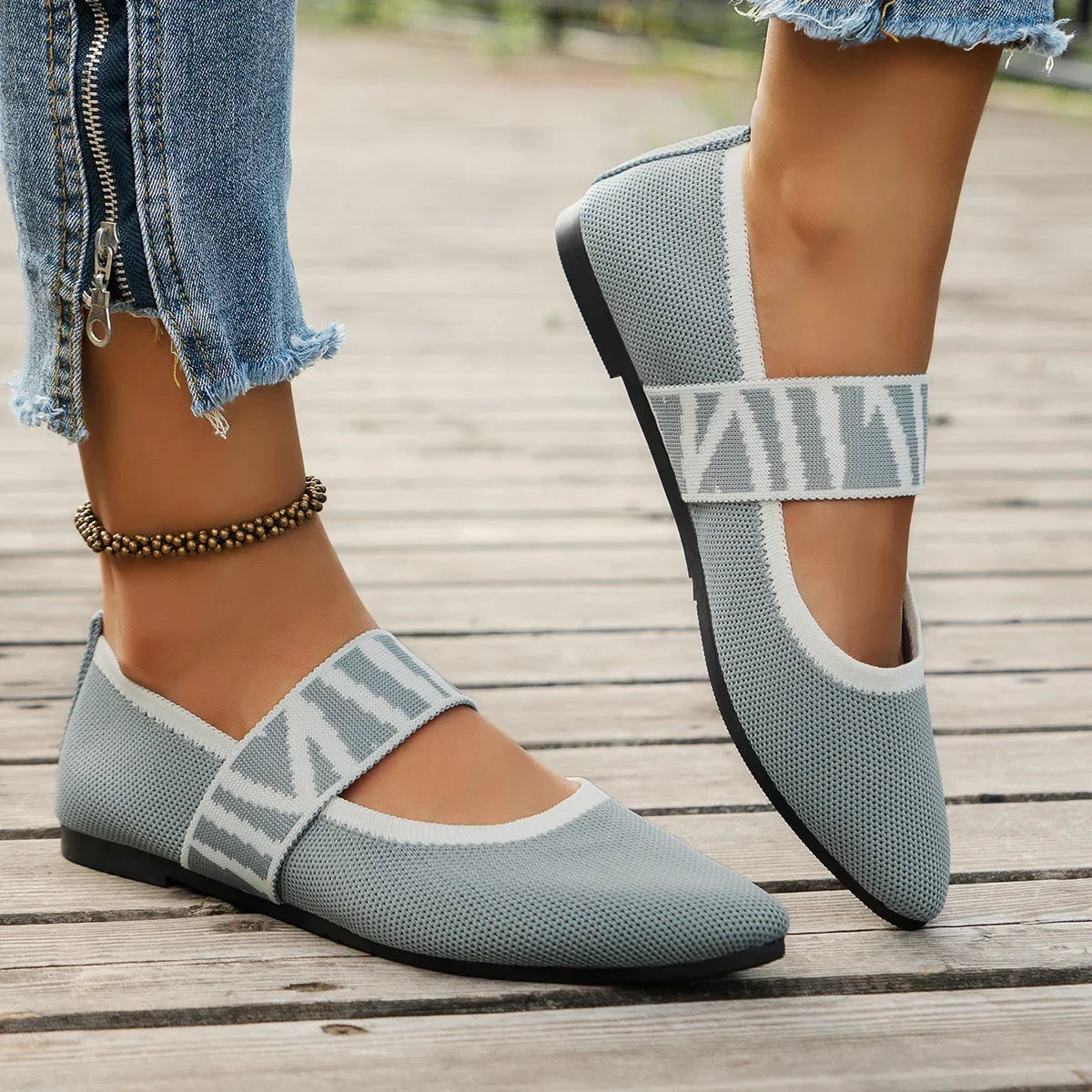ELSPETH - Knitted Colour Block Loafers