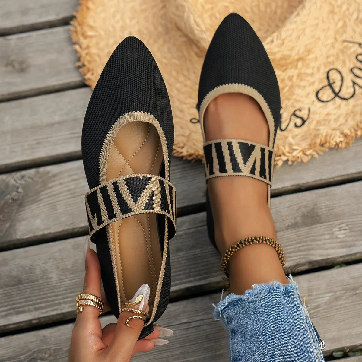 ELSPETH - Knitted Colour Block Loafers