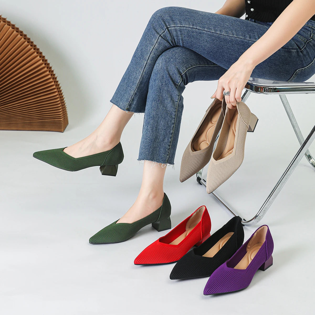 ADELAIDE - Knitted Pointed Heels