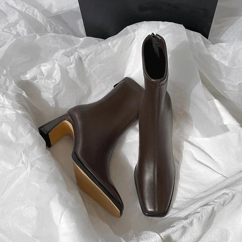 THEODORA - Square Toe Heel Boots