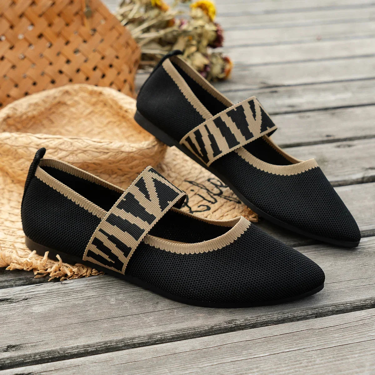 ELSPETH - Knitted Colour Block Loafers
