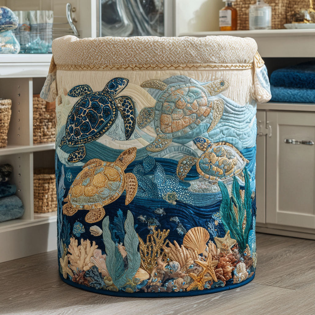 ANNABEL - Seashell and Turtle Laundry Basket