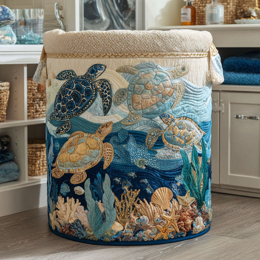 ANNABEL - Seashell and Turtle Laundry Basket