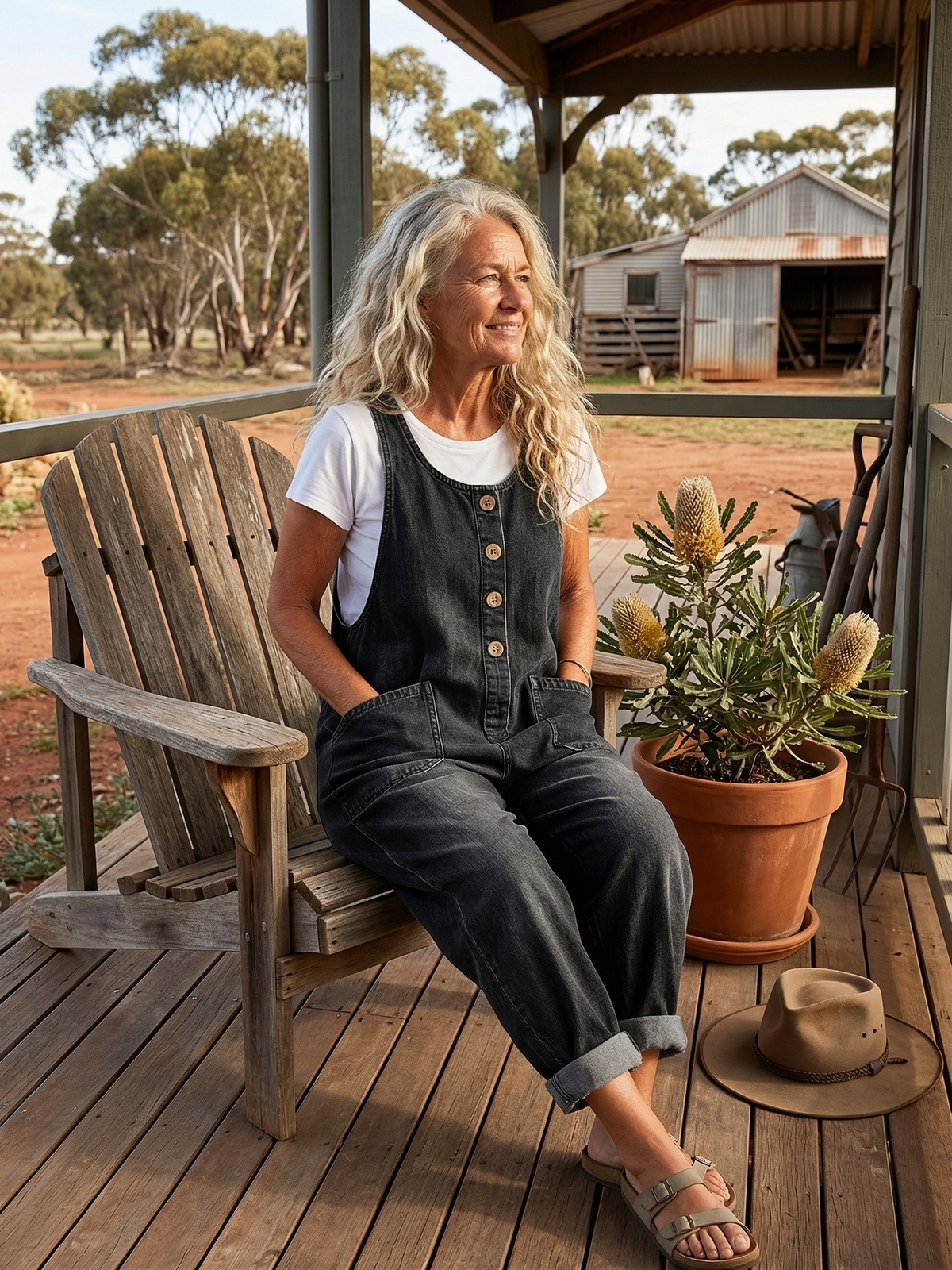 LETTIE - Vintage Washed Denim Dungaree