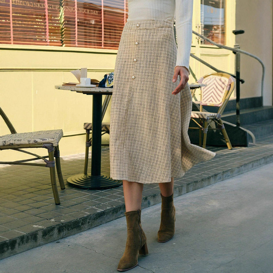 DAPHNE - Button-Front Midi Skirt