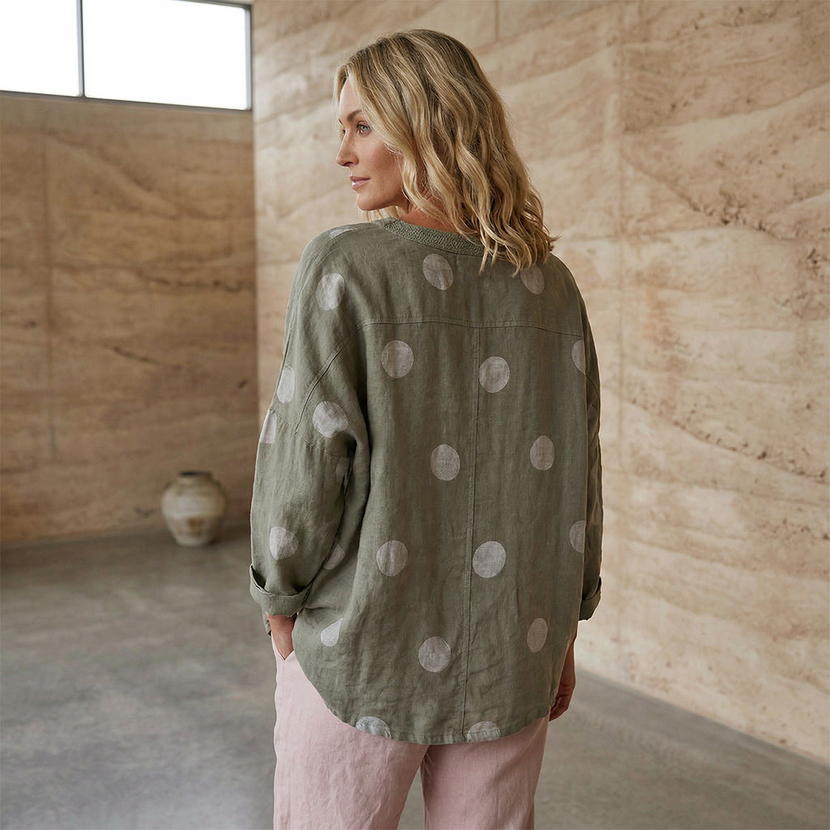 DELLA - Spotted Linen Blouse