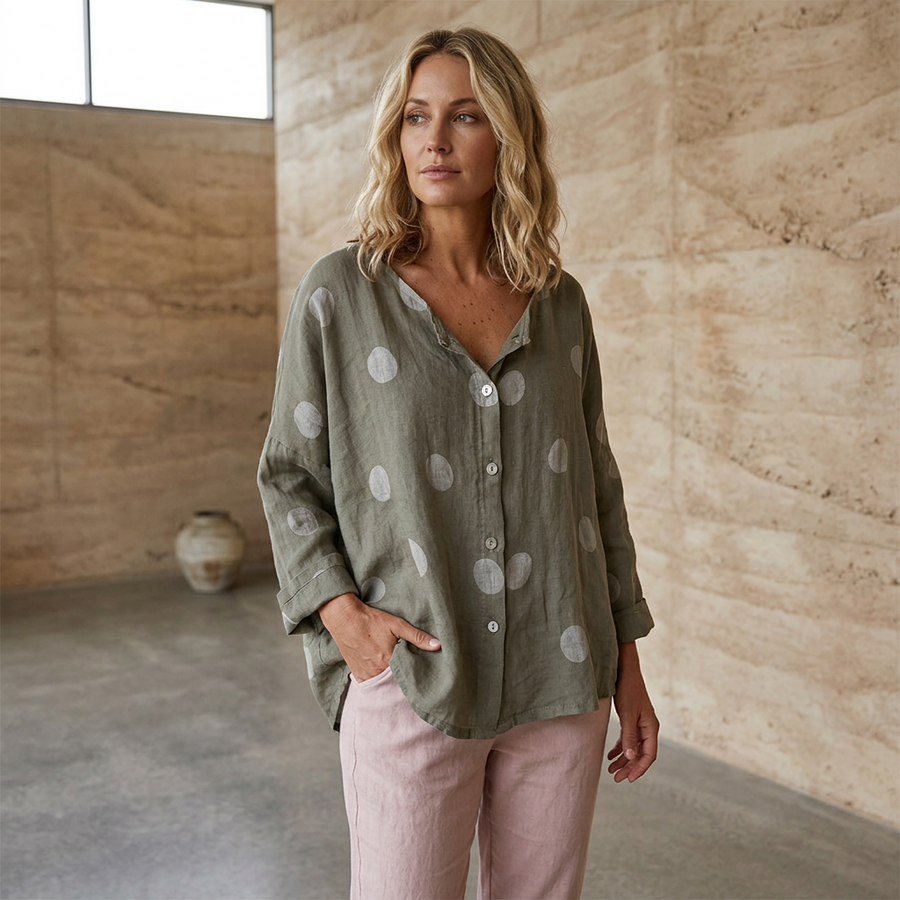 DELLA - Spotted Linen Blouse