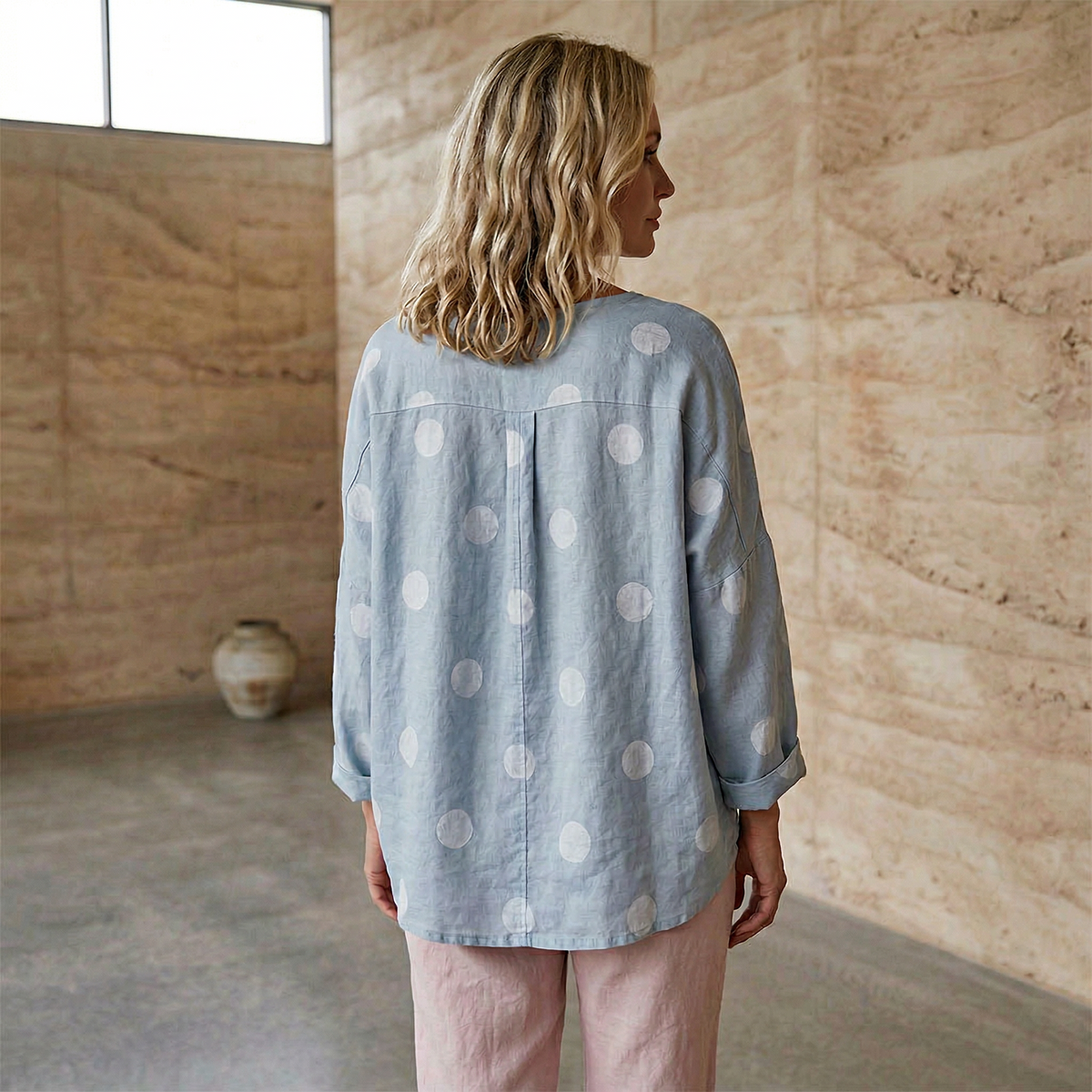 DELLA - Spotted Linen Blouse