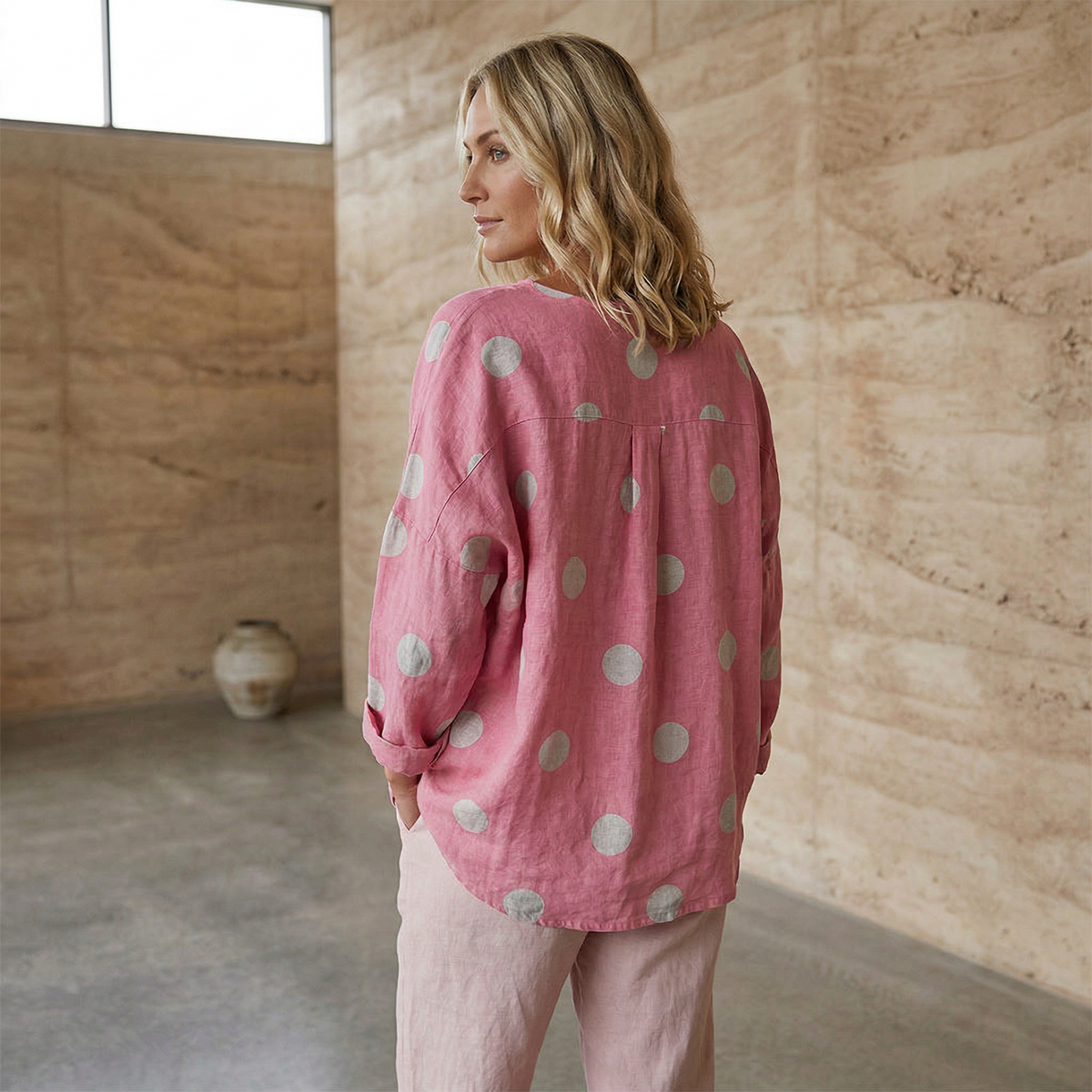 DELLA - Spotted Linen Blouse