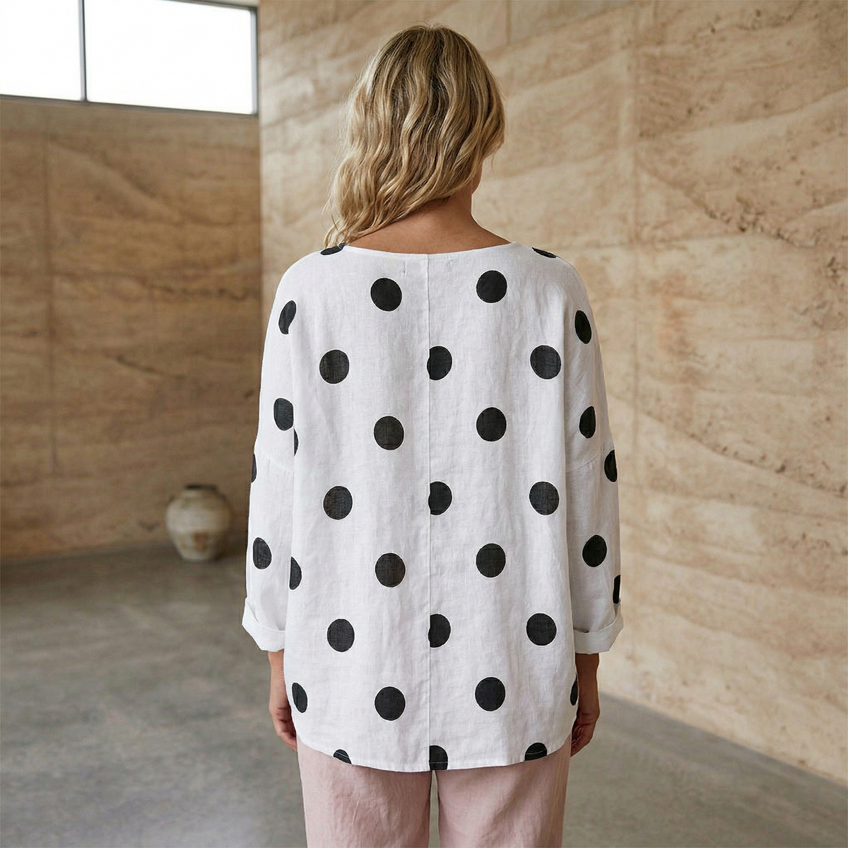 DELLA - Spotted Linen Blouse