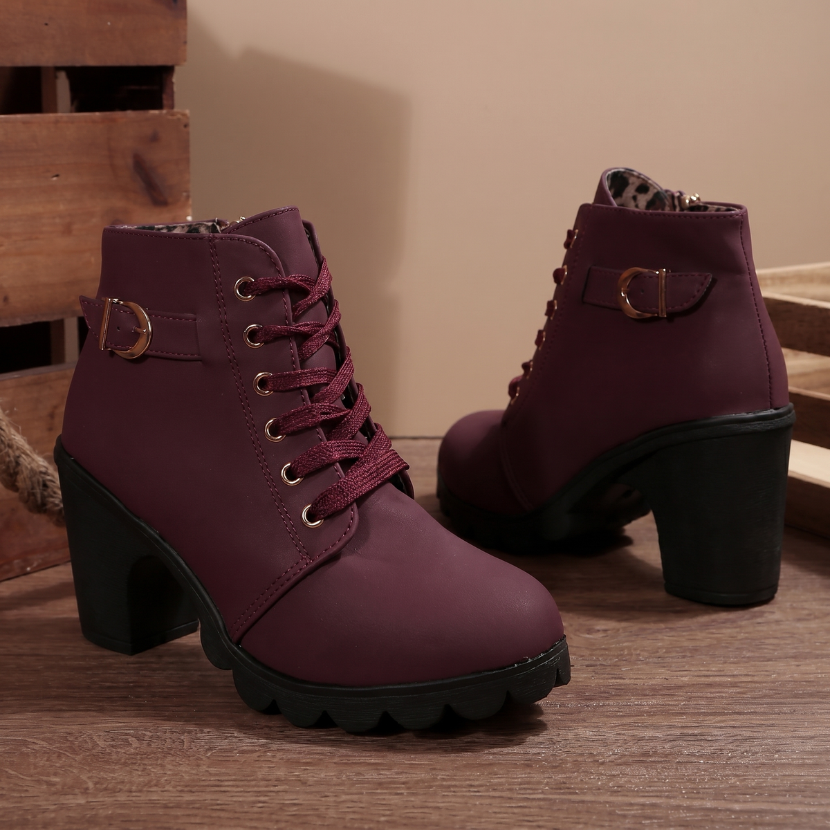 BLYTHE - Chunky Lace-Up Ankle Boots