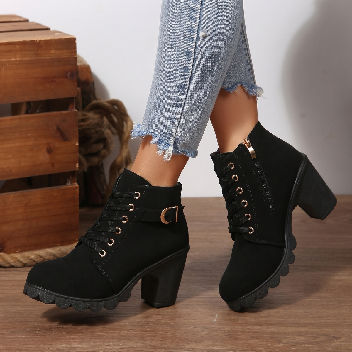 BLYTHE - Chunky Lace-Up Ankle Boots