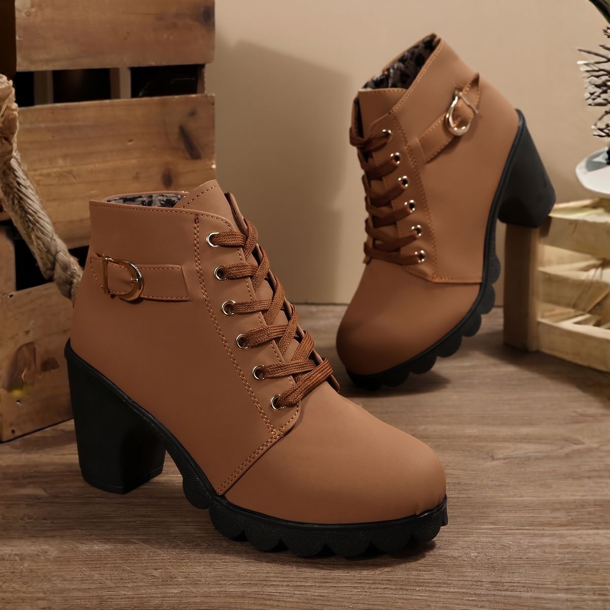 BLYTHE - Chunky Lace-Up Ankle Boots