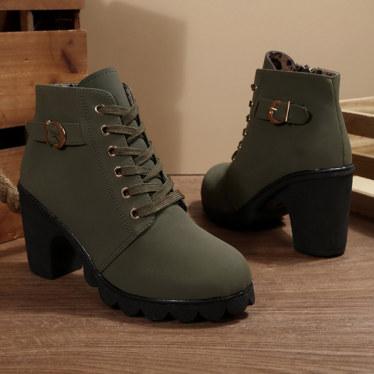BLYTHE - Chunky Lace-Up Ankle Boots