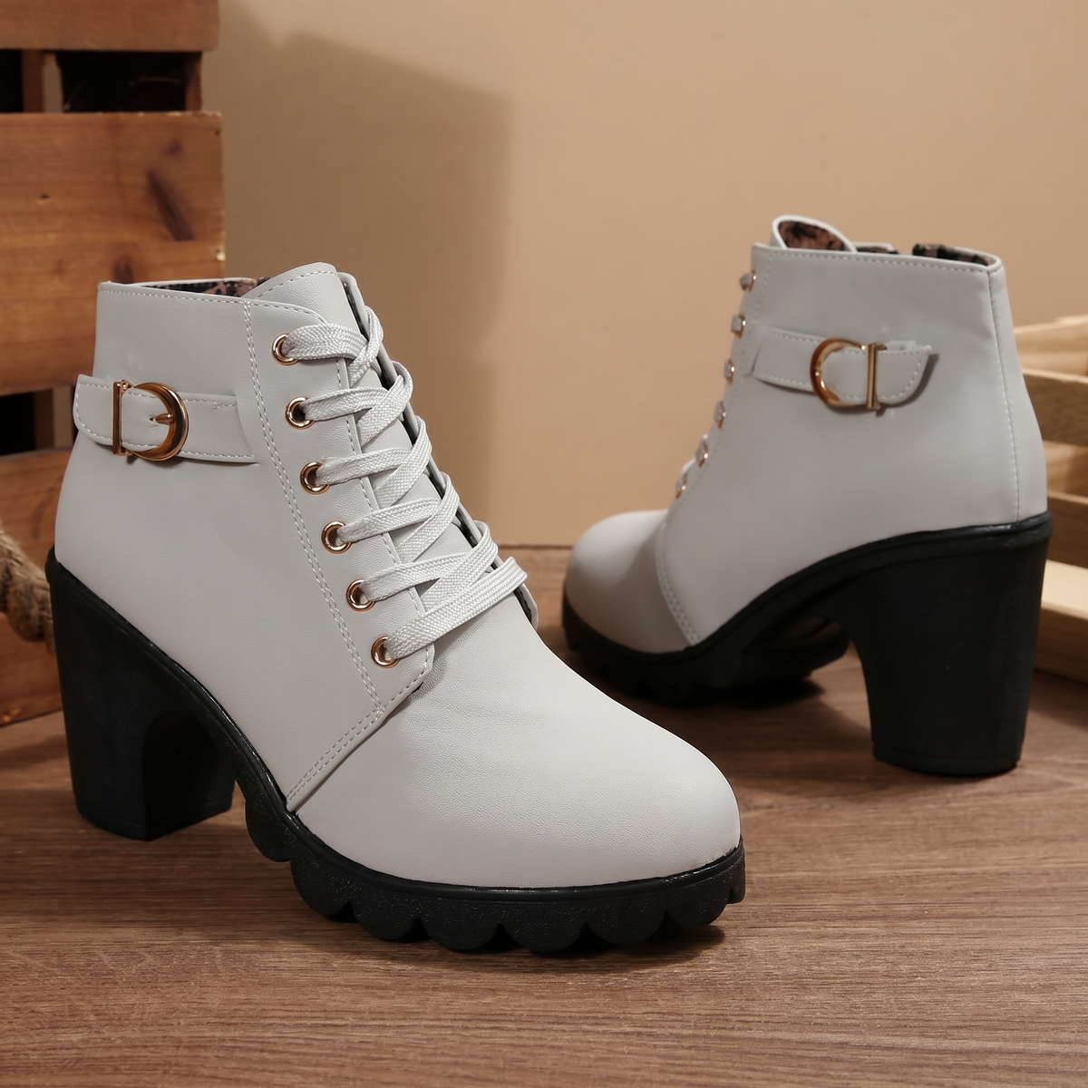BLYTHE - Chunky Lace-Up Ankle Boots