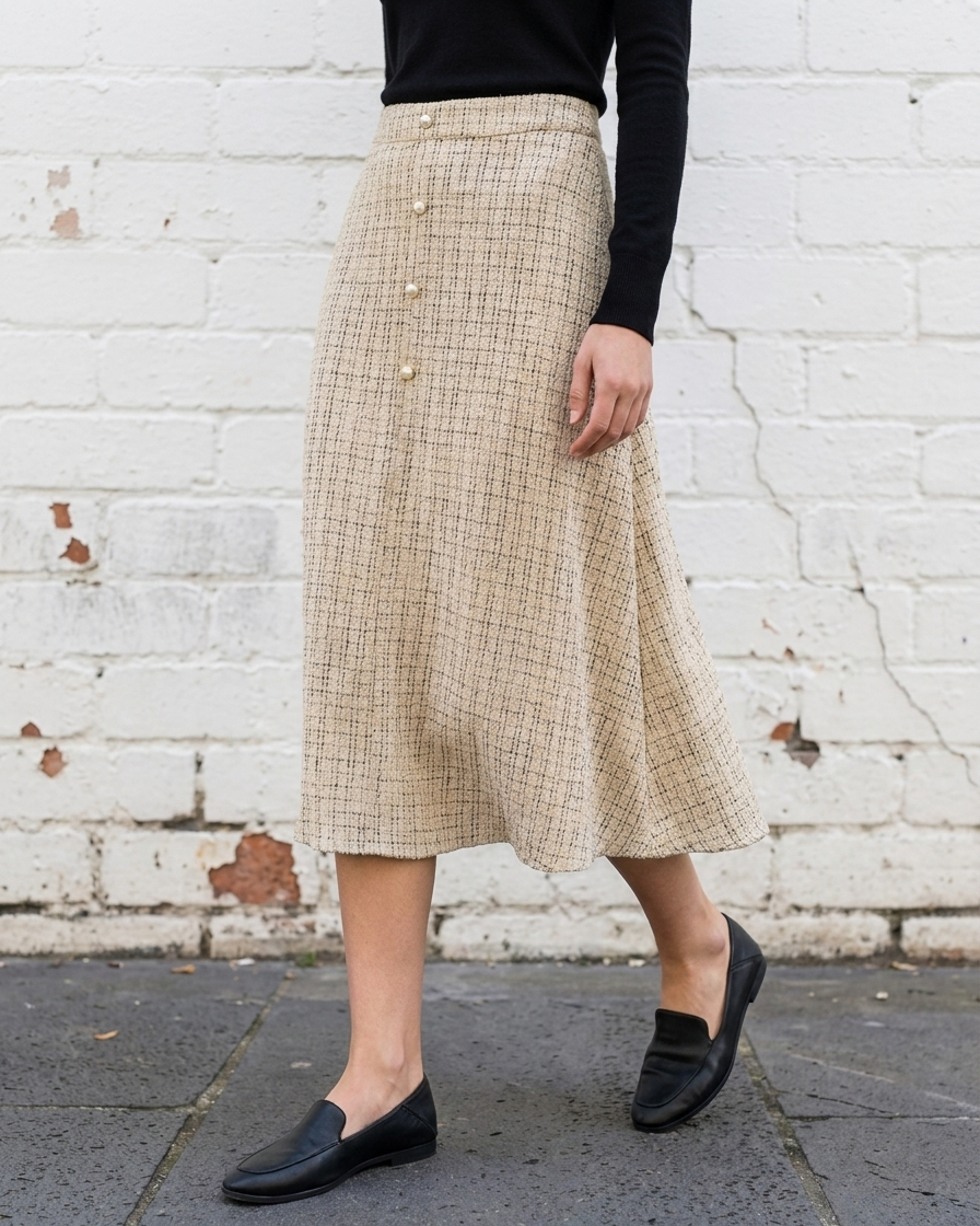 DAPHNE - Button-Front Midi Skirt