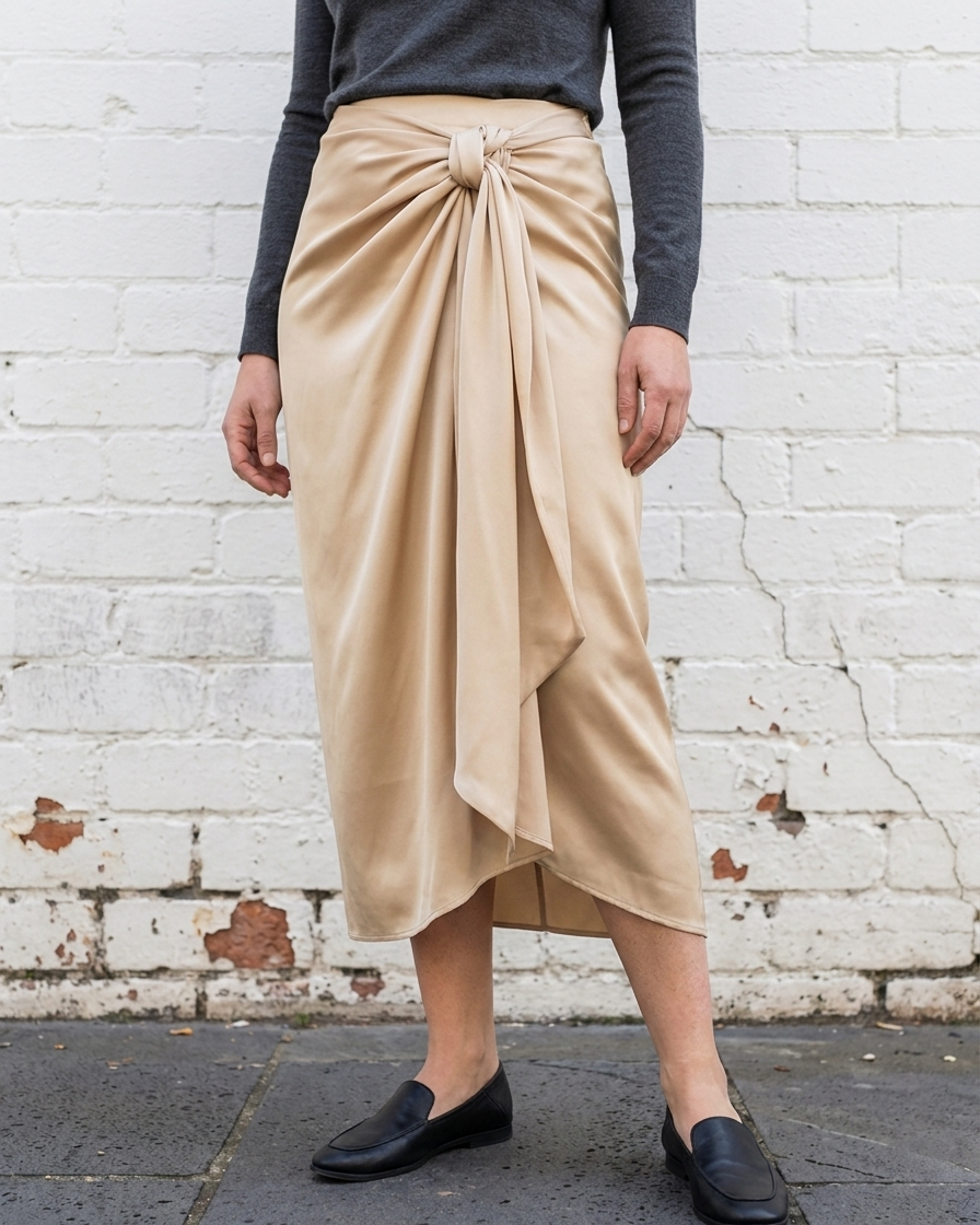 AGNES - Draped Midi Skirt