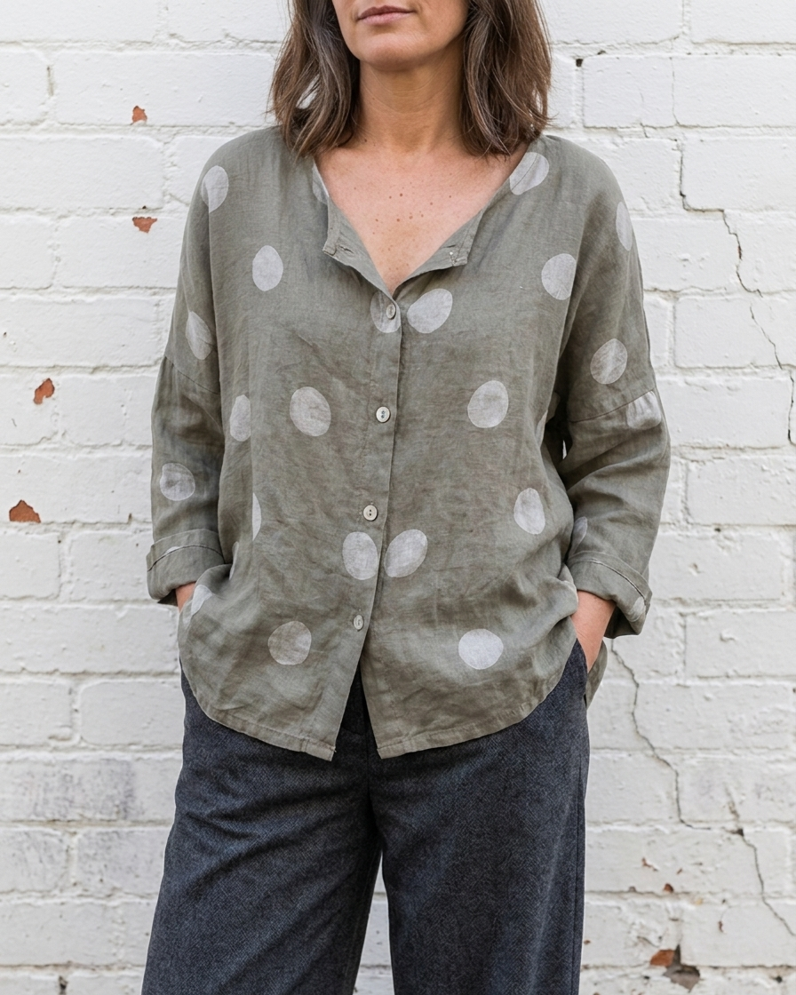 DELLA - Spotted Linen Blouse