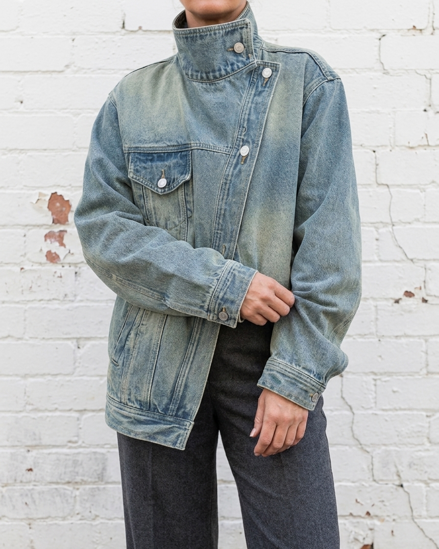 SKYE - Vintage Washed Asymmetric Jacket