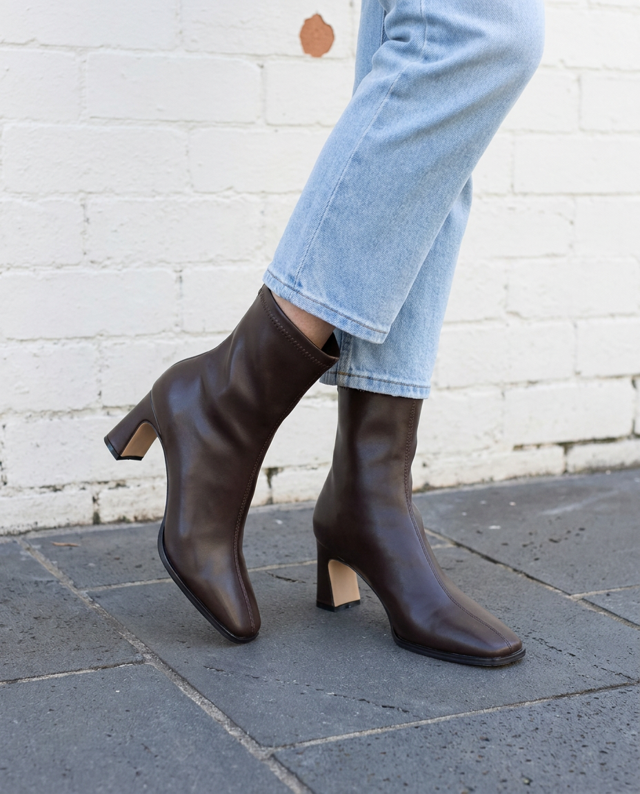 THEODORA - Square Toe Heel Boots - Elsie's Melbourne
