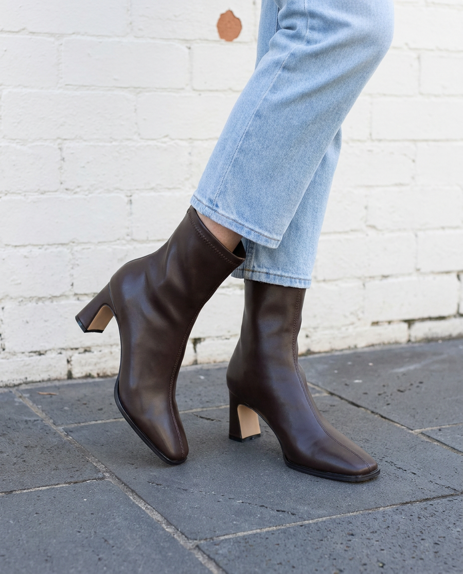 THEODORA - Square Toe Heel Boots - Elsie's Melbourne