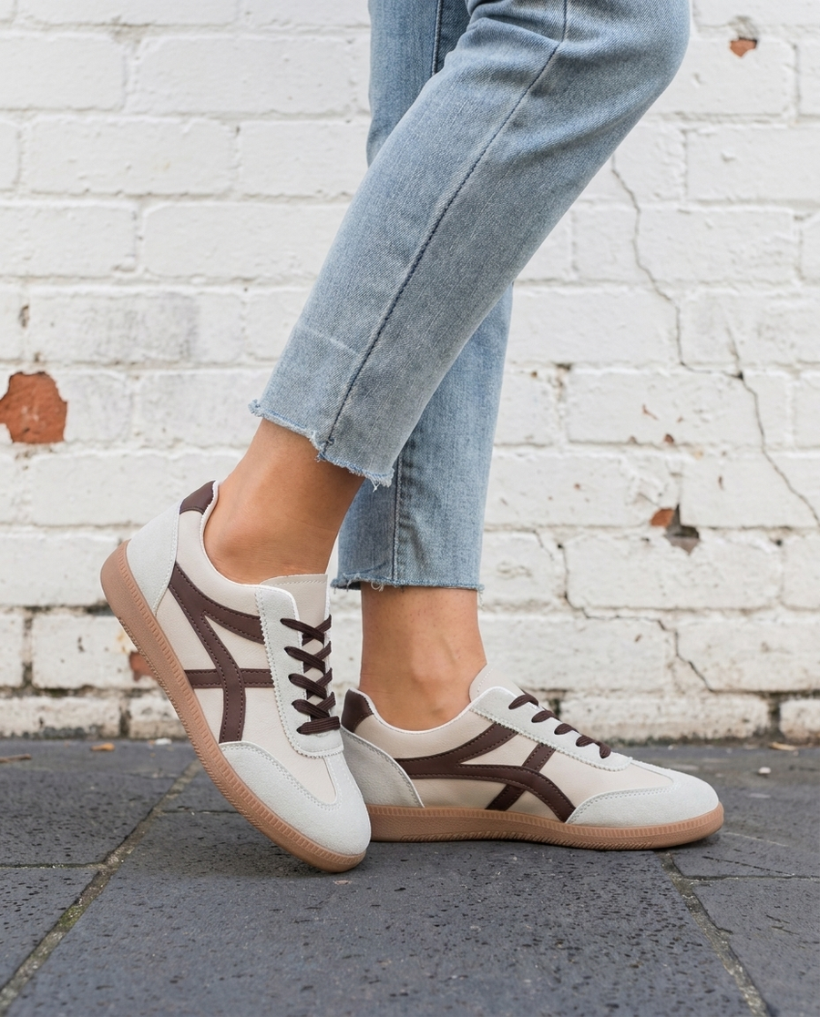 FREDA - Retro White Trainers - Elsie's Melbourne