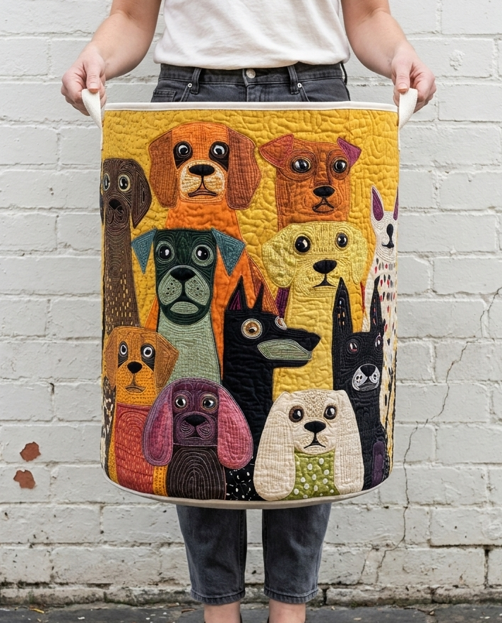 MAGGIE - Dog Print Laundry Basket - Elsie's Melbourne