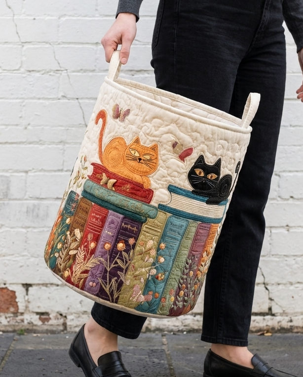 CLEO - Cat Print Laundry Basket - Elsie's Melbourne