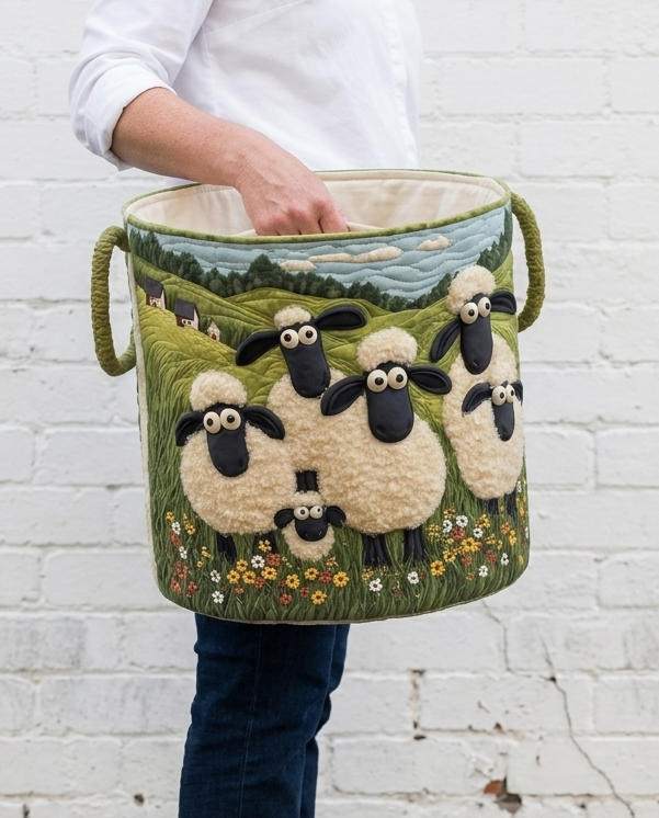 ROSIE - Hand-Quilted Sheep Basket - Elsie's Melbourne