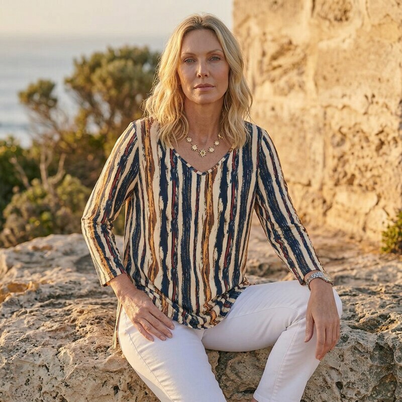 VIOLET - Painted Stripe Top